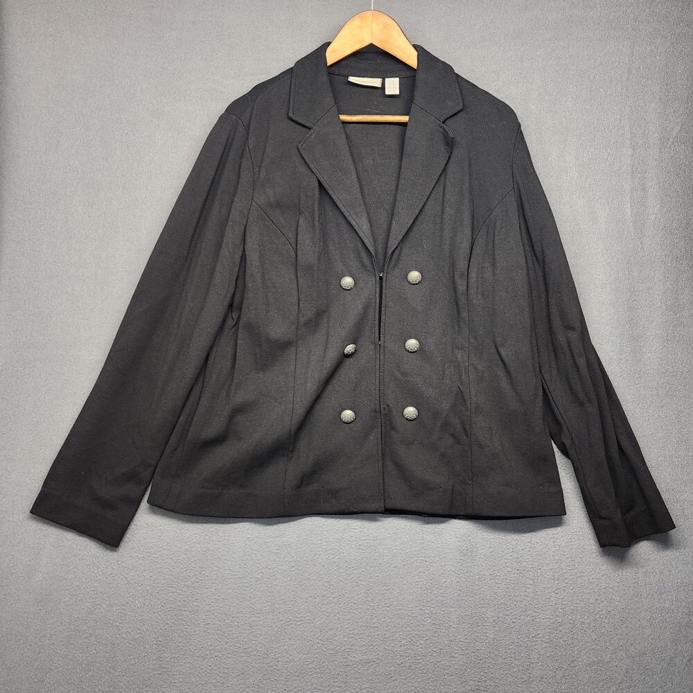 Chicos Blazer Women 3 US XL Double Breasted Button Jacket Career Stretch Classic